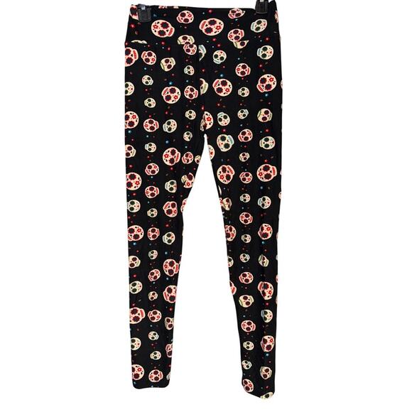 SUGAR SKULL BLACK LEGGINGS SIZE MEDIUM - Picture 1 of 3